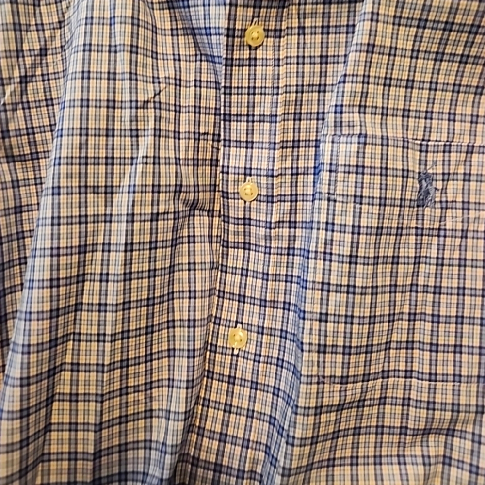 Ralph Lauren Blue Plaid Button down Slim Fit Shirt Men's Large